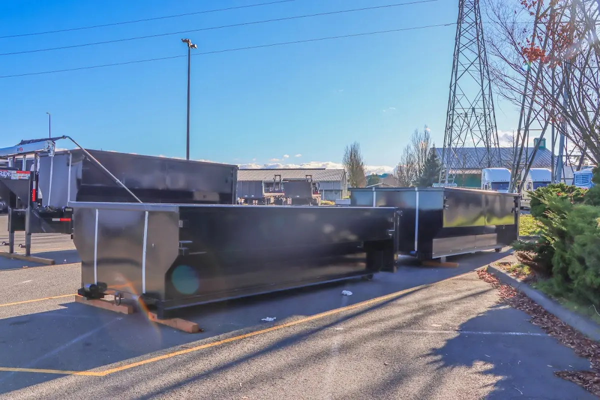 Roll-off dumpster ready for waste disposal at job site for 15 Yard Dumpster Rental in Brownwood
